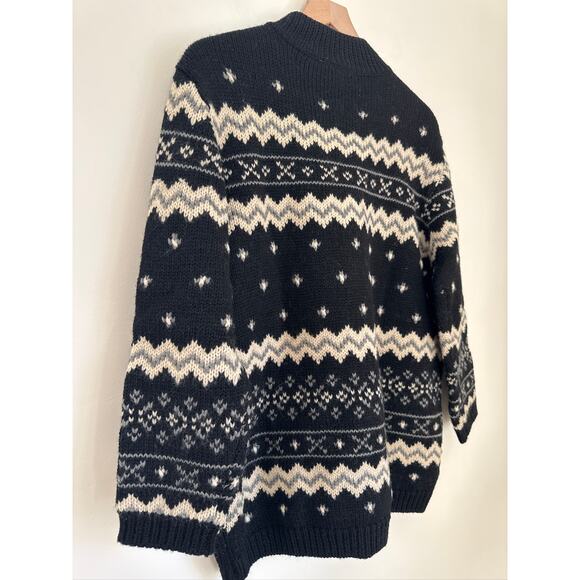 Vintage Liz Claiborne Fair Isle Oversized Wool Sweater Petite M - Picture 7 of 7